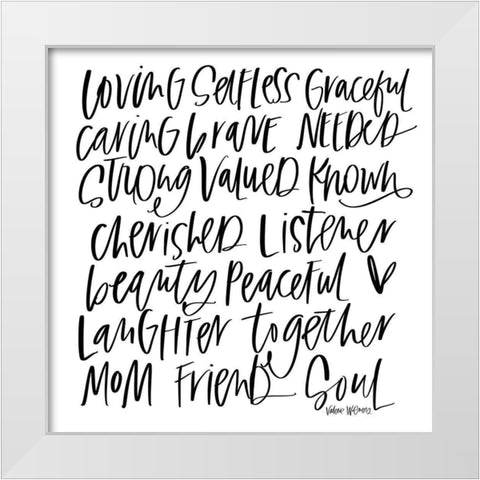 Mom Adjectives White Modern Wood Framed Art Print by Wieners, Valerie