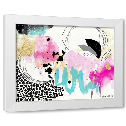 Abstract Gold Splatter White Modern Wood Framed Art Print by Wieners, Valerie