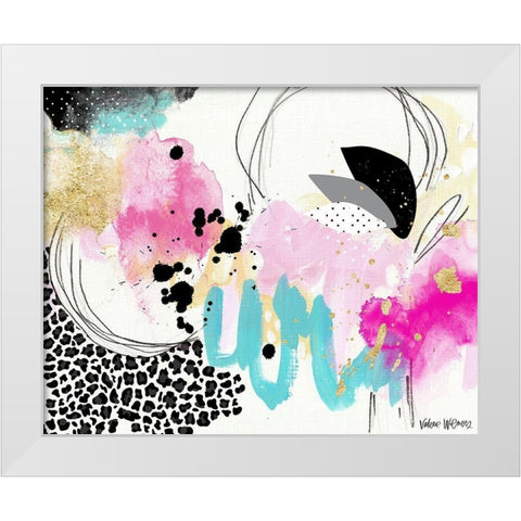 Abstract Gold Splatter White Modern Wood Framed Art Print by Wieners, Valerie