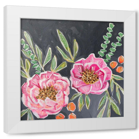 Moody Peonies White Modern Wood Framed Art Print by Wieners, Valerie