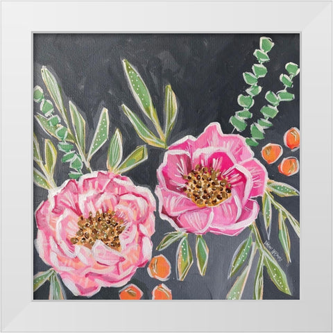 Moody Peonies White Modern Wood Framed Art Print by Wieners, Valerie