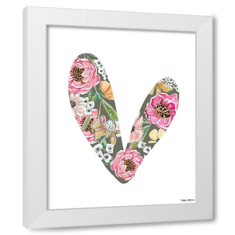 Floral Heart White Modern Wood Framed Art Print by Wieners, Valerie