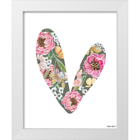 Floral Heart White Modern Wood Framed Art Print by Wieners, Valerie
