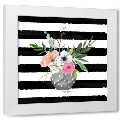 Floral Stripes White Modern Wood Framed Art Print by Wieners, Valerie