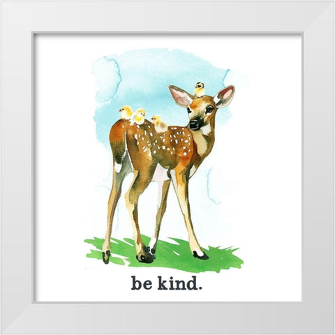 Be Kind White Modern Wood Framed Art Print by Wieners, Valerie