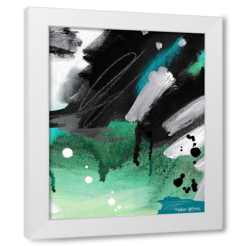 Blue / Green Abstract White Modern Wood Framed Art Print by Wieners, Valerie
