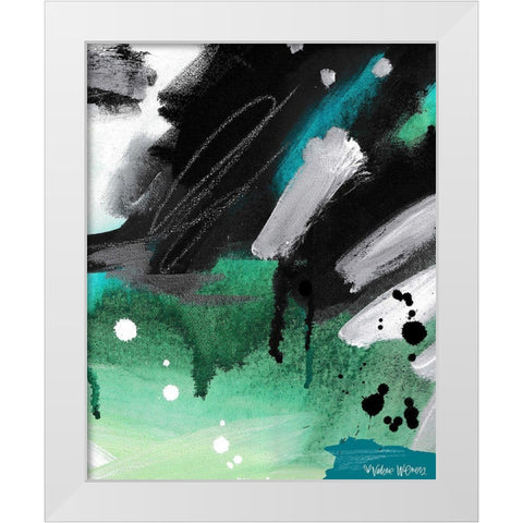 Blue / Green Abstract White Modern Wood Framed Art Print by Wieners, Valerie
