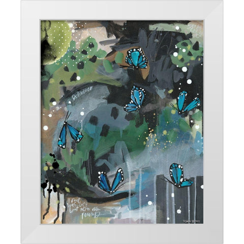 Blue Butterflies White Modern Wood Framed Art Print by Wieners, Valerie