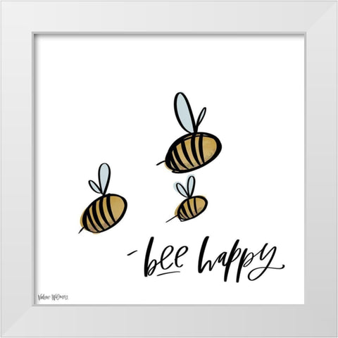 Bee Happy White Modern Wood Framed Art Print by Wieners, Valerie
