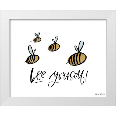 Bee Yourself White Modern Wood Framed Art Print by Wieners, Valerie