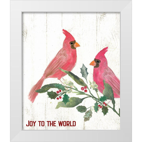 Joy Cardinals White Modern Wood Framed Art Print by Wieners, Valerie
