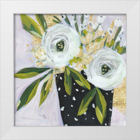 BW Floral White Modern Wood Framed Art Print by Wieners, Valerie