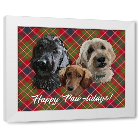 Christmas Pups White Modern Wood Framed Art Print by Wieners, Valerie