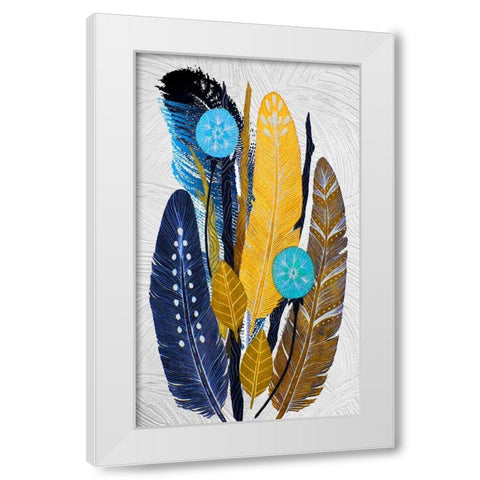Earth Feathers White Modern Wood Framed Art Print by Burney, Yvonne Coleman