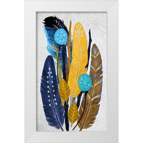 Earth Feathers White Modern Wood Framed Art Print by Burney, Yvonne Coleman