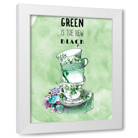 Green is the New Black White Modern Wood Framed Art Print by Burney, Yvonne Coleman