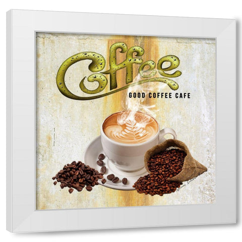 Good Coffee White Modern Wood Framed Art Print by Burney, Yvonne Coleman