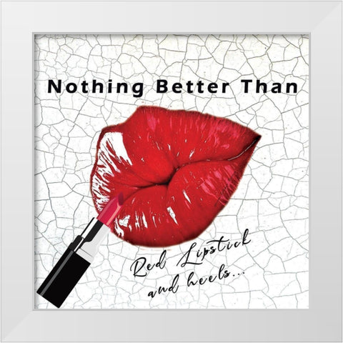 Red Lips White Modern Wood Framed Art Print by Burney, Yvonne Coleman