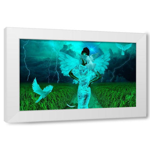 Angel of the Storm White Modern Wood Framed Art Print by Burney, Yvonne Coleman