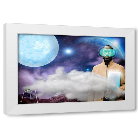 Techno Man White Modern Wood Framed Art Print by Burney, Yvonne Coleman