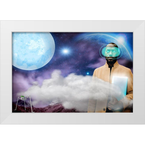 Techno Man White Modern Wood Framed Art Print by Burney, Yvonne Coleman