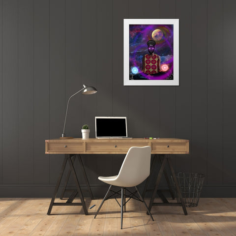 Meditation White Modern Wood Framed Art Print by Burney, Yvonne Coleman