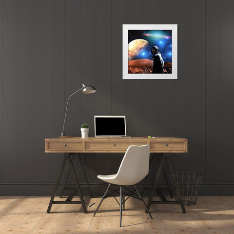 Galaxy Twilight White Modern Wood Framed Art Print by Burney, Yvonne Coleman