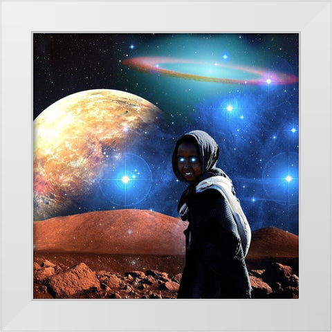 Galaxy Twilight White Modern Wood Framed Art Print by Burney, Yvonne Coleman