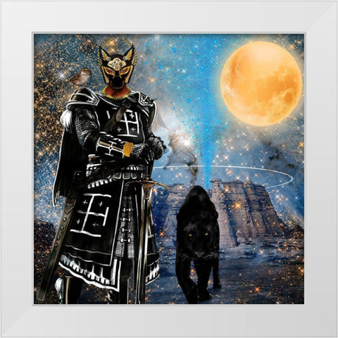 Egyptian Black Knight White Modern Wood Framed Art Print by Burney, Yvonne Coleman