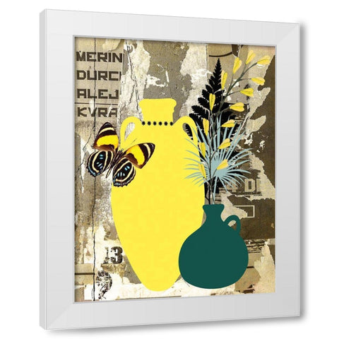 Garden Pots II White Modern Wood Framed Art Print by Burney, Yvonne Coleman