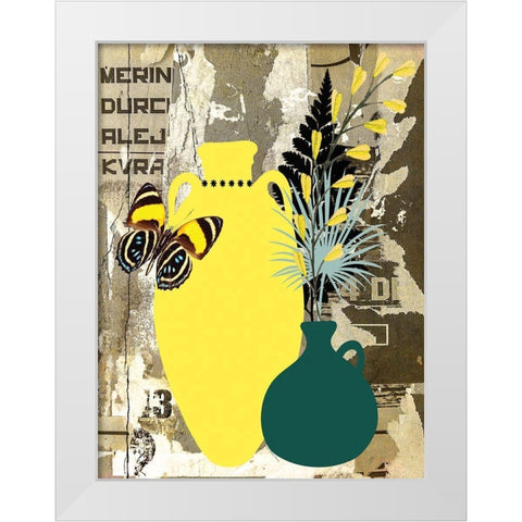 Garden Pots II White Modern Wood Framed Art Print by Burney, Yvonne Coleman