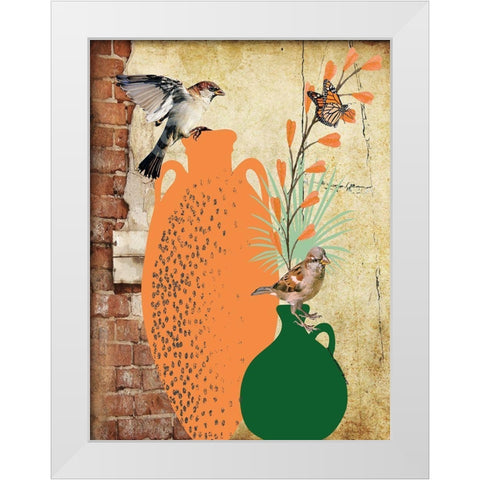 Garden Pots III White Modern Wood Framed Art Print by Burney, Yvonne Coleman