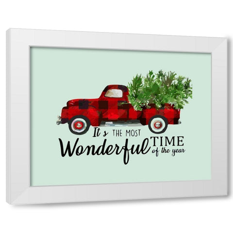 Plaid Truck White Modern Wood Framed Art Print by Burney, Yvonne Coleman