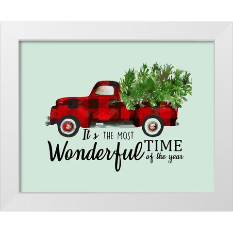 Plaid Truck White Modern Wood Framed Art Print by Burney, Yvonne Coleman