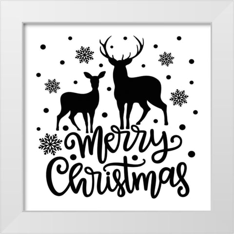 Deer Christmas White Modern Wood Framed Art Print by Burney, Yvonne Coleman