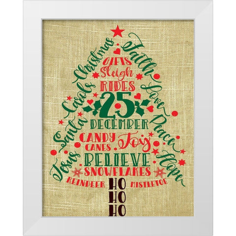 Ho Ho Christmas Tree White Modern Wood Framed Art Print by Burney, Yvonne Coleman
