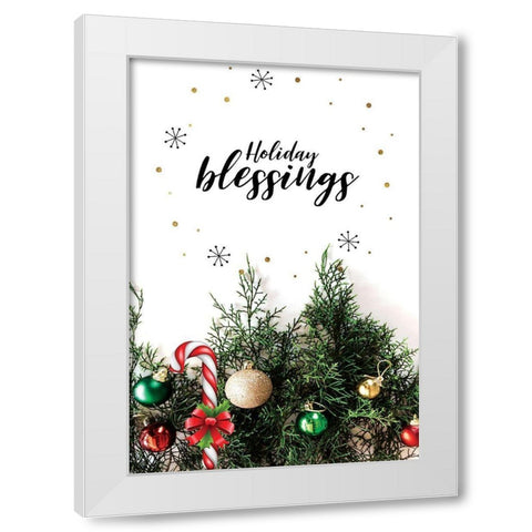 Holiday Blessings White Modern Wood Framed Art Print by Burney, Yvonne Coleman