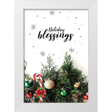 Holiday Blessings White Modern Wood Framed Art Print by Burney, Yvonne Coleman