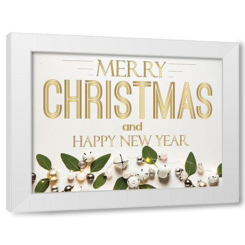 Merry Christmas White Modern Wood Framed Art Print by Burney, Yvonne Coleman
