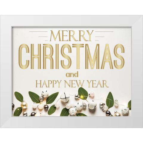 Merry Christmas White Modern Wood Framed Art Print by Burney, Yvonne Coleman