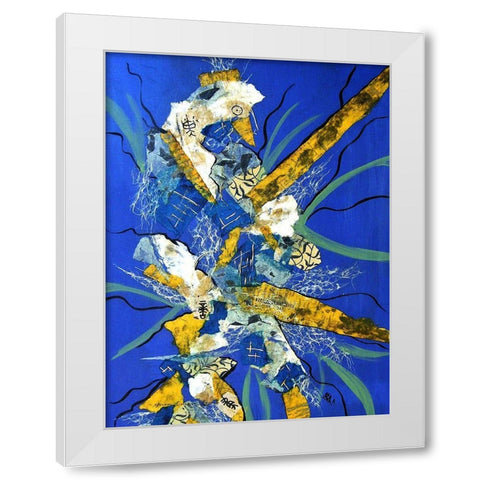 Blue Goose White Modern Wood Framed Art Print by Burney, Yvonne Coleman