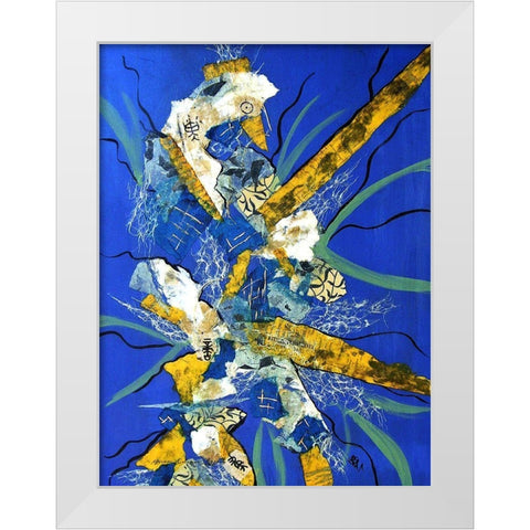 Blue Goose White Modern Wood Framed Art Print by Burney, Yvonne Coleman