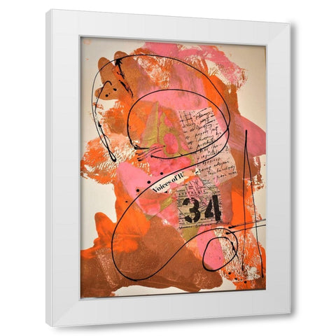 34 Voices White Modern Wood Framed Art Print by Burney, Yvonne Coleman