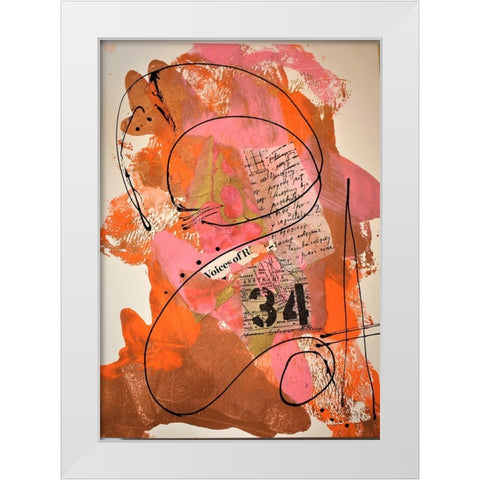 34 Voices White Modern Wood Framed Art Print by Burney, Yvonne Coleman