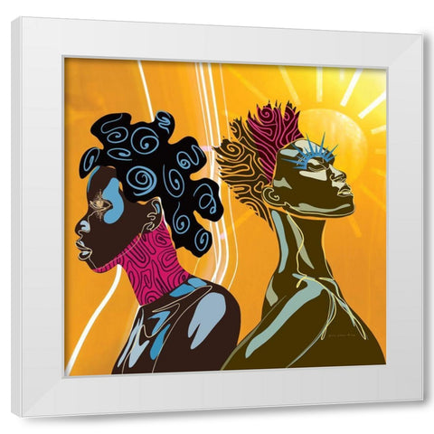 Sister Sister White Modern Wood Framed Art Print by Burney, Yvonne Coleman
