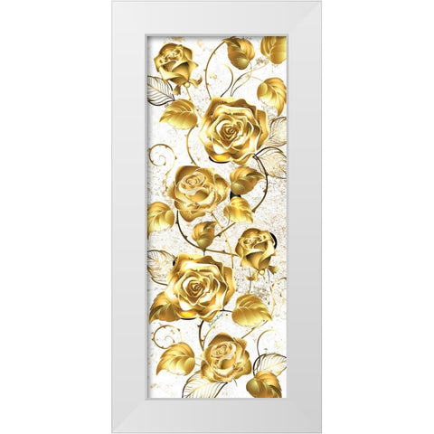 Gold Roses White Modern Wood Framed Art Print by Burney, Yvonne Coleman