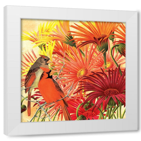Orange Cardinal White Modern Wood Framed Art Print by Burney, Yvonne Coleman