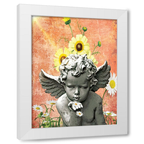 Angel and Daisies White Modern Wood Framed Art Print by Burney, Yvonne Coleman