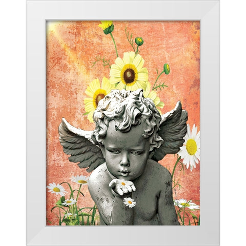 Angel and Daisies White Modern Wood Framed Art Print by Burney, Yvonne Coleman