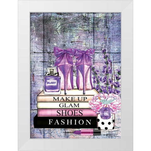Books, Shoes and Fashion White Modern Wood Framed Art Print by Burney, Yvonne Coleman
